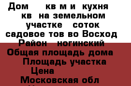 Дом  48 кв м и  кухня 24 кв  на земельном участке 9 соток садовое тов-во Восход  › Район ­ ногинский  › Общая площадь дома ­ 48 › Площадь участка ­ 9 › Цена ­ 1 900 000 - Московская обл., Ногинский р-н, Электроугли г. Недвижимость » Дома, коттеджи, дачи продажа   . Московская обл.